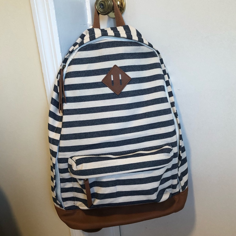 Stripped Cloth Backpack